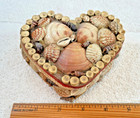 Vtg Antique Seashell Shell Folk Art Sailors Valentine Heart Trinket Box 4 5 w