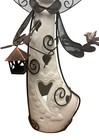 Angel Tea Light Candle Holder White Metal   Ceramic Lantern Bird Hearts