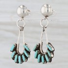 Vintage Southwestern Imitation Turquoise Dangle Earrings Sterling Silver
