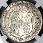 1909 Ngc Ms 62 Edward Vii 1 2 Crown Great Britain Rare Silver Coin  23121602d 