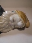 Vtg 70s Garden Gnome Figure Ceramic Sleeping Gnome Hand Painted Glazed