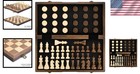 Inch Magnetic Wooden Chess Checkers Set Folding Board Storage 2 Extra Queens