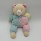 Vtg Eden Pastel Thermal Waffle Weave Teddy Bear 11  Plush Color Block Blue pink
