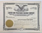 C  1903 Stock Certificate Dexter   Piscataquis Railroad Co Maine Unissued Shares