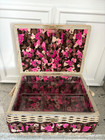 Vtgfloral Cloth Padded Fabric Wicker Sewing box Basket W handle   Plastic Drawer