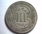 1860 Three Cent Silver About Uncirculated Au Nice Original Coin From Bobs Coins