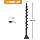 70pcs  8    3 Inch Drywall Screws  Black Wood Screws  Coarse Thread Sheetrock Scr