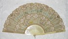 Antique Victorian Fan Hand Painted Silk Lace And Bone Sticks 1890 s