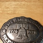 Vintage Heavy Cast Steel The Americans Republic Steel Belt Buckle Cowboy Heavy  