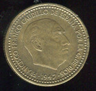 1947 51  Spain 1 Peseta   Extra Fine Plus   Semi-key   Km-775   Free Shipping