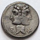 Roman Republic C  Fonteius Silver Denarius 114-113 Bc Janiform Head Galley 3 84g