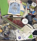 Lot Of Vintage Sewing Notions Buttons Needles Thread Zipper Etc