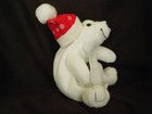 Coca Cola 1997 Polar Bear In Red Hat With Snow Flakes