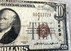 1929  10 Bill  First National Bank Of Bangor  Lower Number  Red Seal