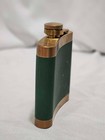 Jagermeister 5oz Flask Green   Brass Metal Liquor Pocket Flask