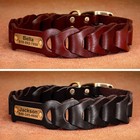 Braided Leather Personalized Dog Collar Soft With Custom Nameplate Heavy Duty
