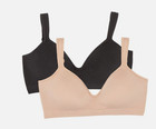 Felina Women s Adaptive Cup Wire Free Bra 2-pack Black nude  Large  Open Box