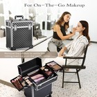 Rolling Makeup Train Case Large Cosmetic Trolley Organized Aluminum Barber Ca   