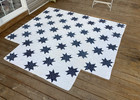 Antique   signed   Blue And White Stars Quilt 1860 s - 1870 s Please Read