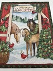 Three Horses Christmas Quilt  Wall Hanging  Handmade Lap Quilt  Sofa Throw