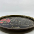Vintage Black   Gold Metal State Souvenir Plate Tray Lazy Susan Georgia 11    Ti2
