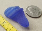 Genuine Beach Sea Glass Surf Tumbled Cobalt Blue Neck Lip Frosted Pendant V03