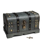 Lockable Wooden Treasure Chest Box With Tray  Keepsake Trunk 11 8x7x7 In