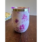 Hi Peach Layne Purple Floral Stainless Steel Vacuum Mug Insulated Wine Tumbler