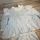 Bryan Baby Girls Dress Light Blue Floral Size 6-9 Mo  Lace Ruffle Frilly Vintage