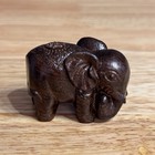 Vintage Wooden Elephant Figurine Hand Carved Small Statue Handmade India Animal