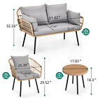 4 Pcs Outdoor Patio Rattan Furniture Set Cushions Loveseat Sofa W  Coffee Table