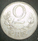 Denmark 2 Ore Coin  1941  Km  833  Aluminum  German Occupied World War Ii 