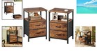 2-piece Night Stand Set With 2 Drawers - Chic Rustic Brown Bedroom Furniture