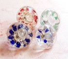 Lot Of 4 Antique Dewdrop Radiant Glass Buttons   All With Flaws   5 8  To 11 16 