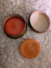 Vintage Heather Rouge Tin Vogue Red With Original Makeup Powder Puff Applicator