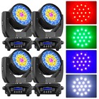 2 4pc Rgbw Led Zoom Moving Head Stage Light 19x20w 19x15w Dmx Beam Wash Lighting