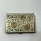 4 Vintage Bathroom Vanity Decor Lipstick Rouge Nail Cream Blush Metal Box Floral