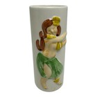 Hula Girl Orchids Of Hawaii Tiki Mug Japan taiwan R-73a Tall Vintage Green Tan