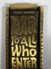 Vtg Brass Door Knocker Peace To All Who Enter Here 1969 Mid Century Terra Sancta