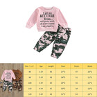 2pcs Toddler Baby Kids Girls Outfits Letter Print T-shirt camo Pants Clothes Set