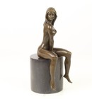 Artistic Bronze Sculpture Sitting Woman Figurine Classic Statue Decor