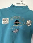 Vintage 90s Kids Apparatus Sweatshirt Size 7 Teal Graphic Travel Pullover Retro