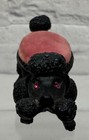Vtg  Florenza Black Poodle Dog  Pin Cushion Bobblehead Trembler Pink Gem Eyes