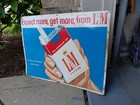 C 1950s Original Vintage L m Cigarettes Sign Metal Embossed Tobacco Litho Hand 