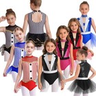 Girls Kids Modern Dance Costume Ballet Skirted Leotard Tulle Dress Performance 