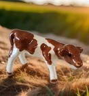 Hagen Renaker Guernsey Calf Baby Cow Brown White Miniature Figurine