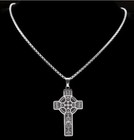 Mens Irish Celtic Trinity Knot Cross Pendant Necklace Stainless Steel