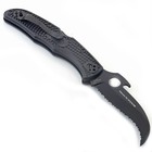 Black Color Tactical Pocket Folding Knife Full Serrated Blade Light Weight Knive