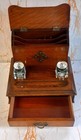 Antique Victorian Oak Stationery  Organiser 2cut Glass Inkwells Letter draw pen 