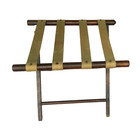 Antique Wooden Folding Luggage Suitcase Rack With Canvas Straps Vintage